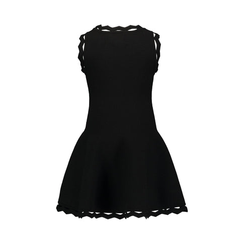 Milly Minis Little Girls Zig Zag Trim Flare Dress Black Image 2 of 2
