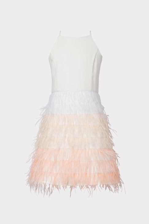Milly Minis Feather Cady Dress Ivory Image 2 of 2