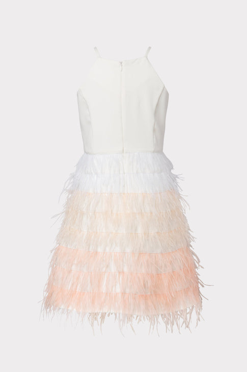 Milly Minis Feather Cady Dress Ivory Image 1 of 2