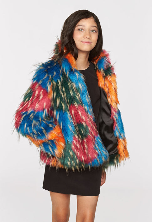 Milly Minis Multicolor Faux Fur Jacket 0