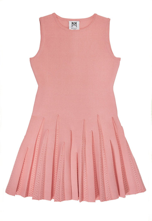 Milly Minis Pointelle Godet Flare Dress PEACH Image 2 of 2