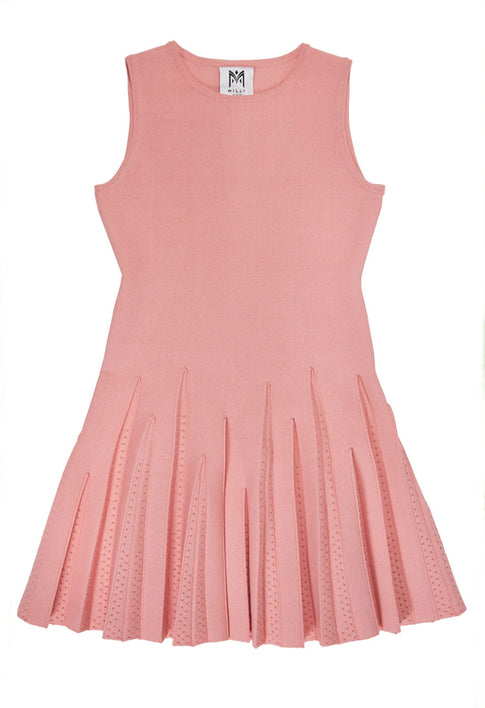 Milly Minis Pointelle Godet Flare Dress PEACH Image 1 of 2