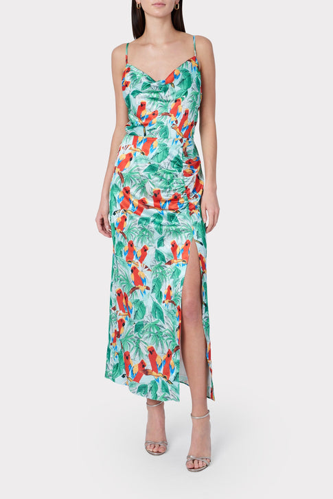 Lilliana Parrot Print Dress Green Multi Image 2 of 4