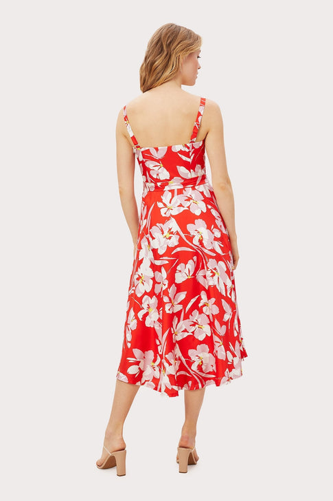 Hibiscus Print Bustier Midi Dress Navy Multi Image 5 of 6