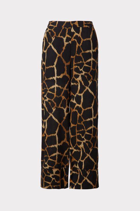 Marlowe Giraffe Print Linen Pants 0