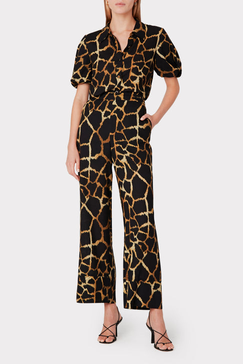 Marlowe Giraffe Print Linen Pants 1