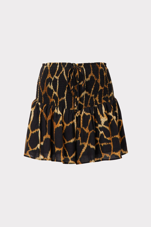 Wendy Giraffe Print Linen Shorts 0