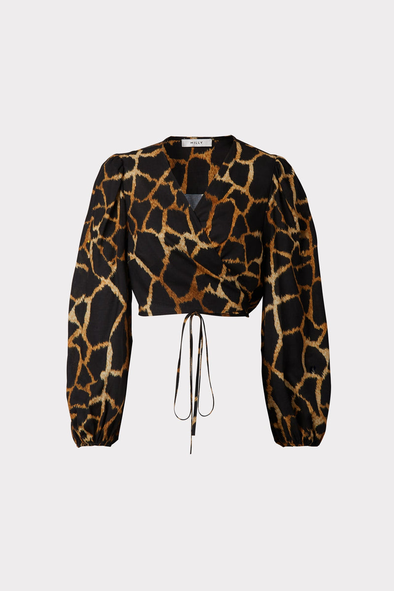 Wynona Giraffe Print Linen Top