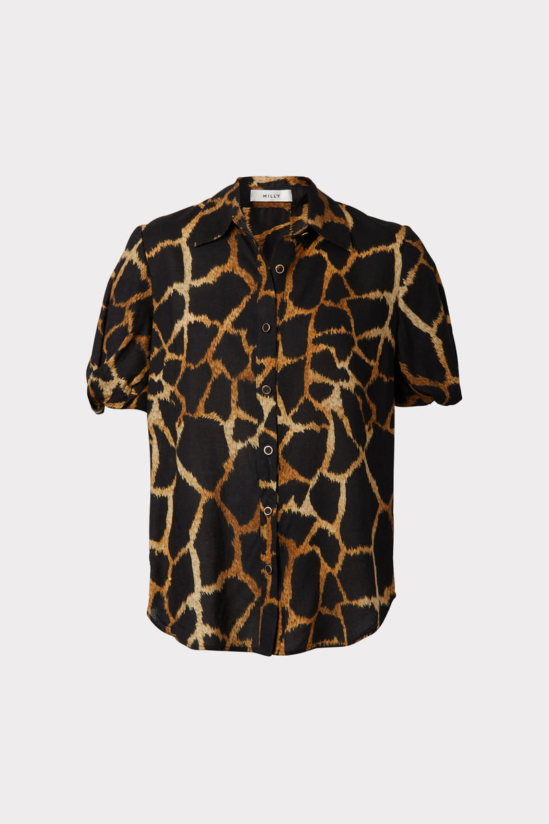 Willie Giraffe Print Linen Top