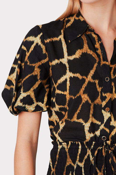 Willie Giraffe Print Linen Top 2