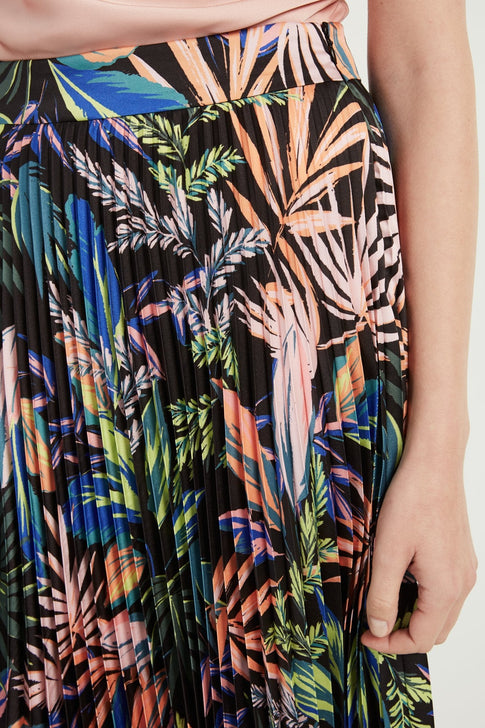 Tropical Palm Print Pleat Skirt 2