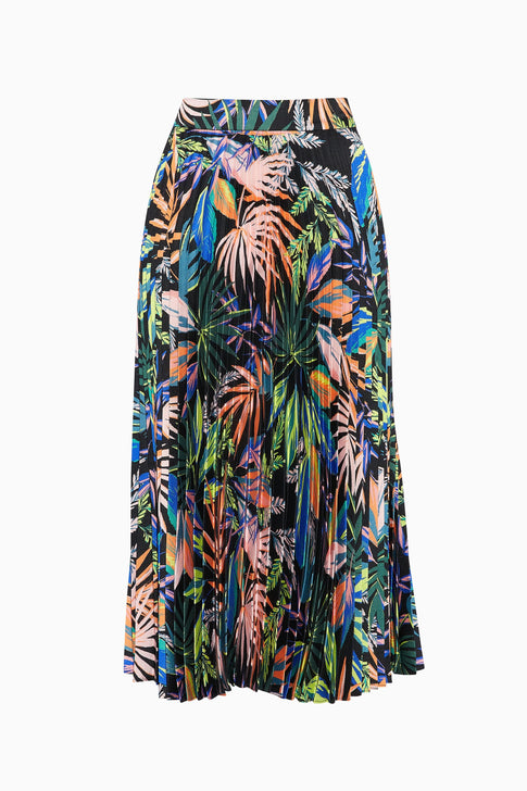 Tropical Palm Print Pleat Skirt 3