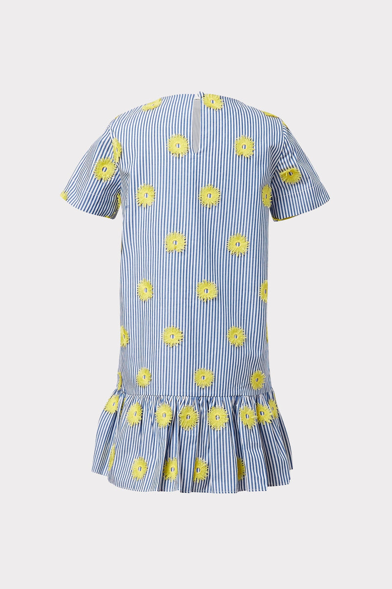 Milly Minis Pom Pom Embroidered Stripe Tshirt Dress
