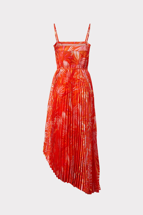 Irene Tropical Palm Print Dress Coral Multi Image 4 of 4