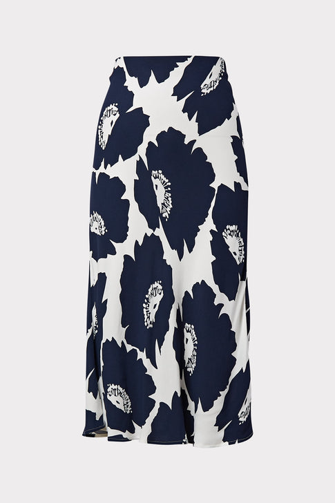 Bias Poppy Floral Viscose Skirt 0