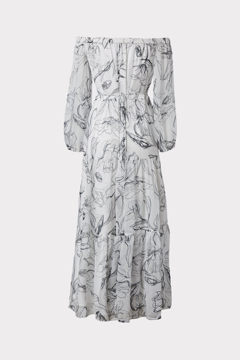 Pierce Sketched Iris Print Maxi Dress 3