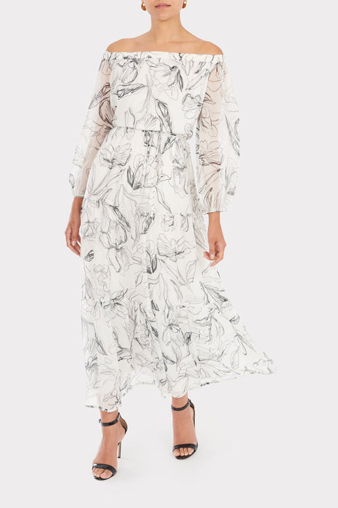 Pierce Sketched Iris Print Maxi Dress 1