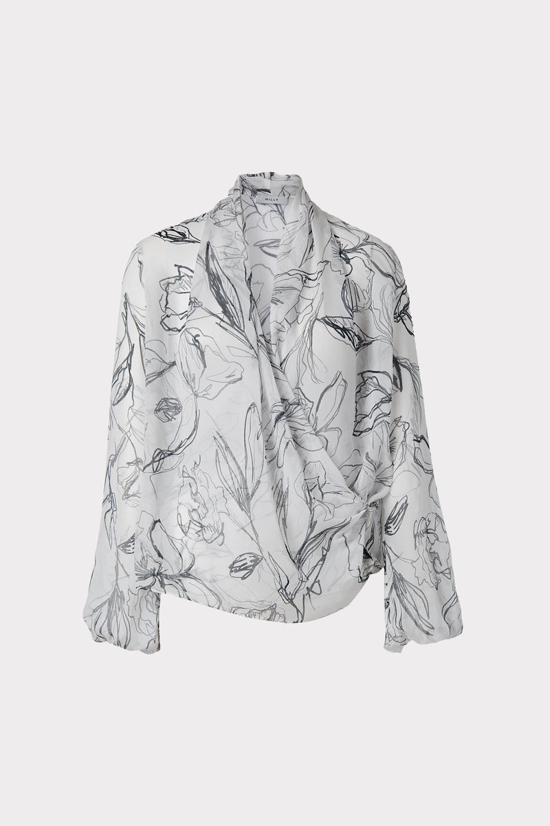 Paula Sketched Iris Print Top