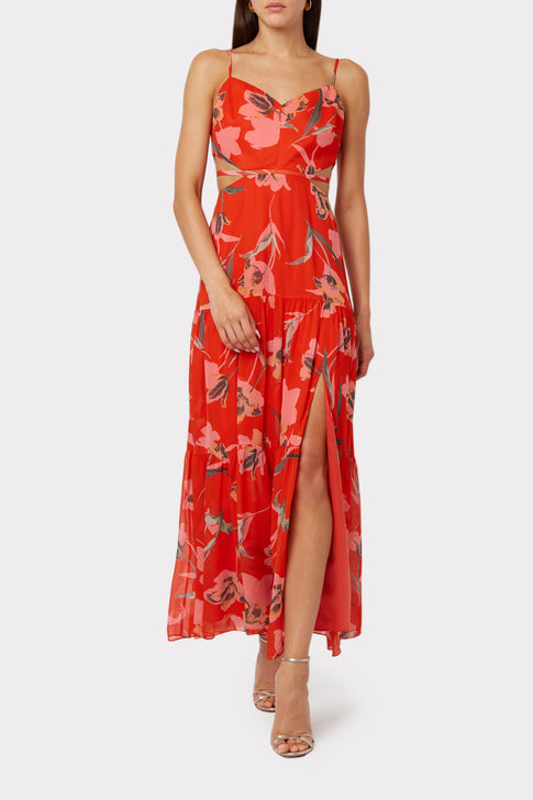 Wilda Floating Botanica Dress Coral Multi Image 2 of 4