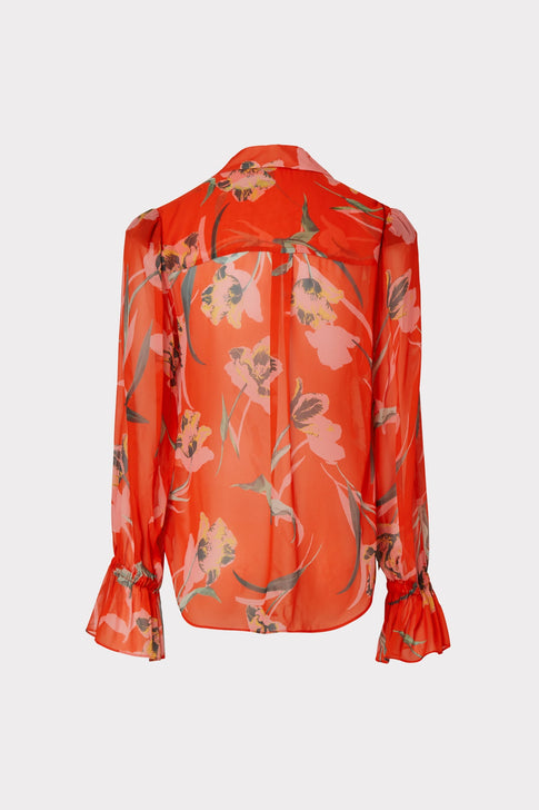 Lacey Floating Botanica Blouse Coral Multi Image 4 of 4