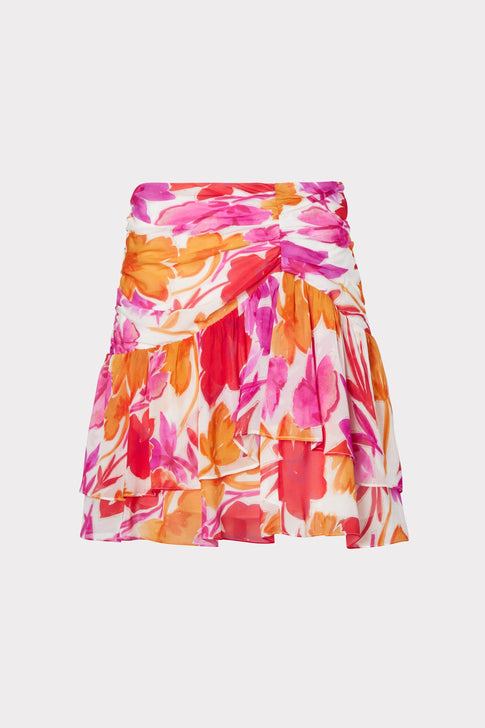 Mira Paper Peony Print Skirt 0