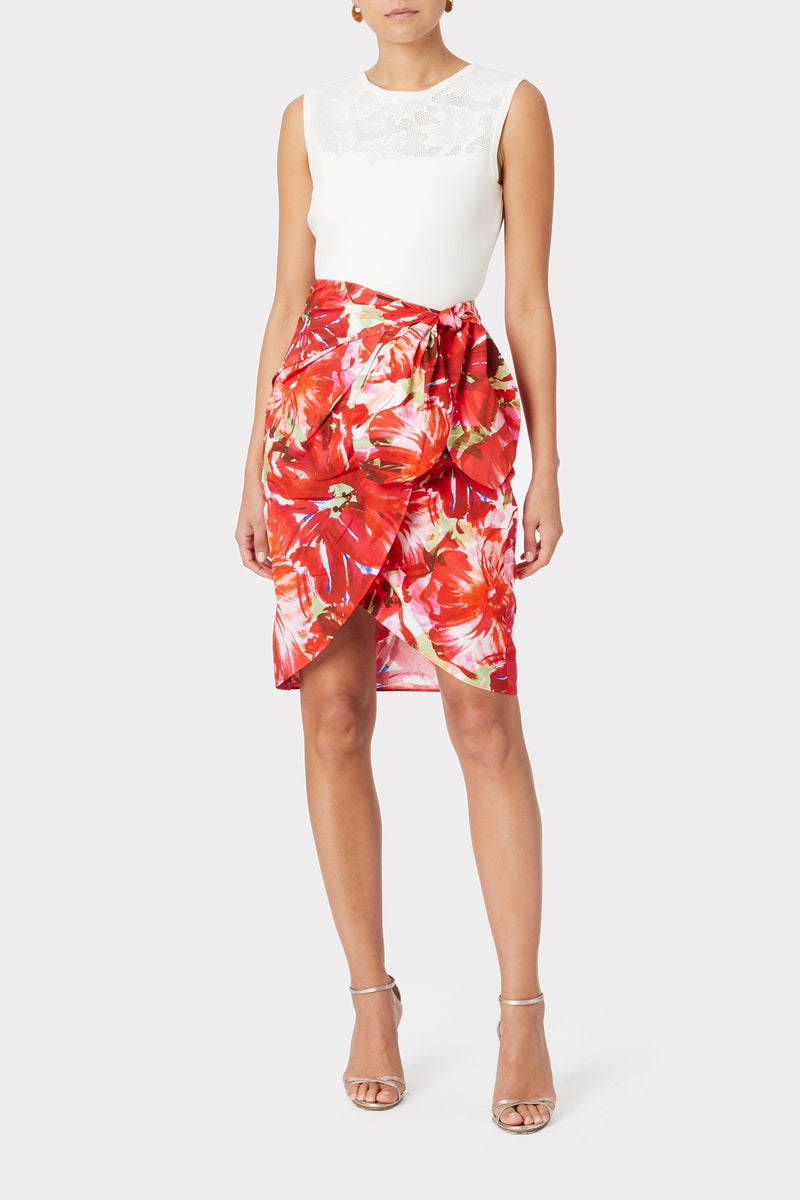 Liza Brushstroke Floral Poplin Wrap Skirt