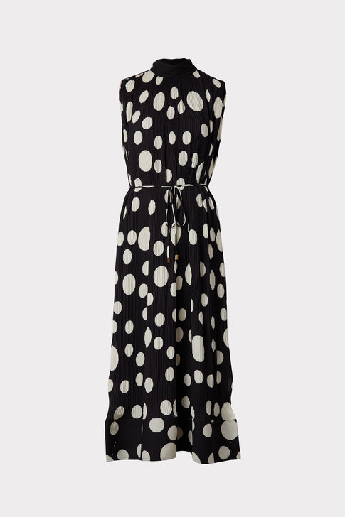 Melina Pleated Dot Dress 0