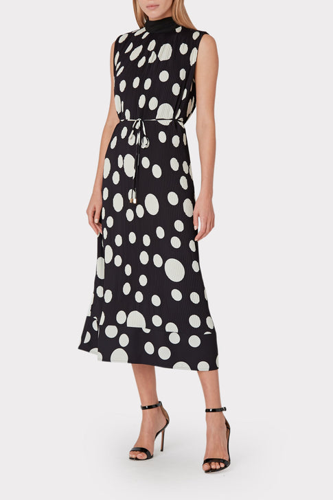 Melina Pleated Dot Dress 1