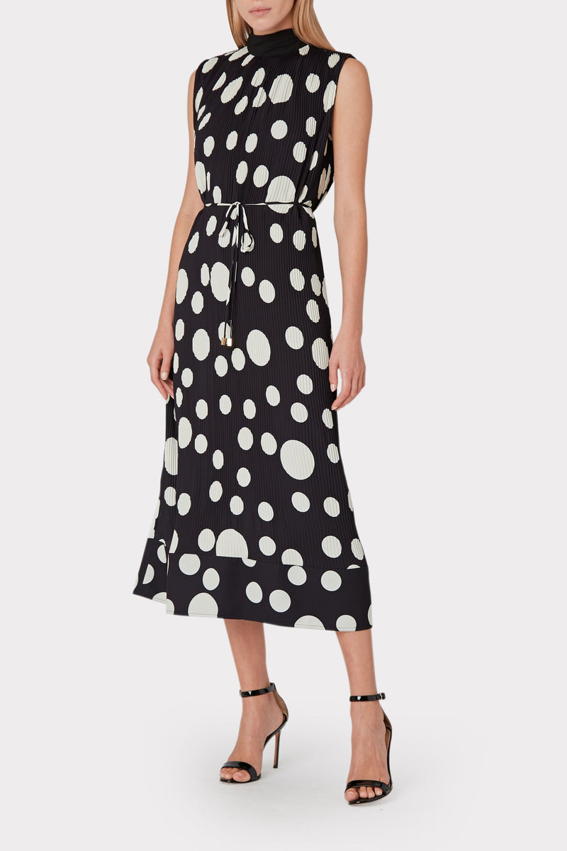 Melina Pleated Dot Dress