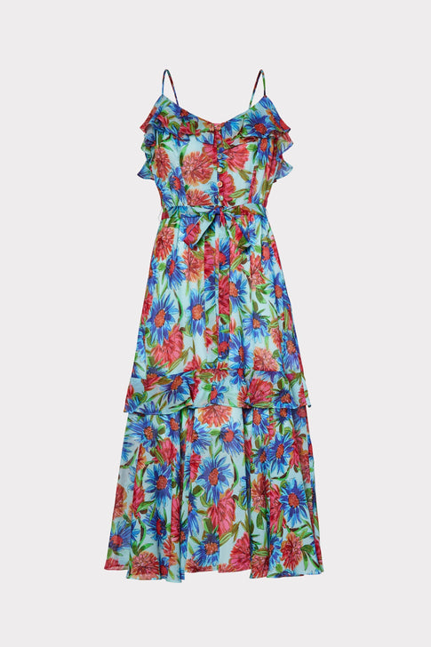 Painted Dahlia Print Petal Dress 0