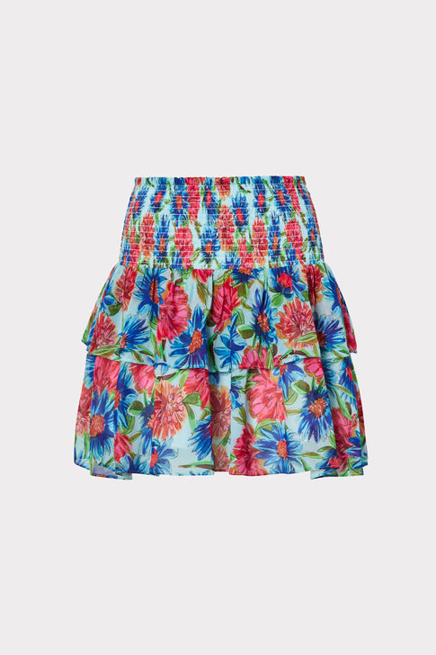 Wyatt Painted Dahlia Print Skirt 0