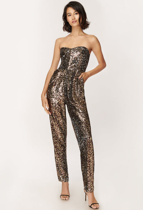 Leopard Sequins Jess Sweetheart Jumpsuit 0