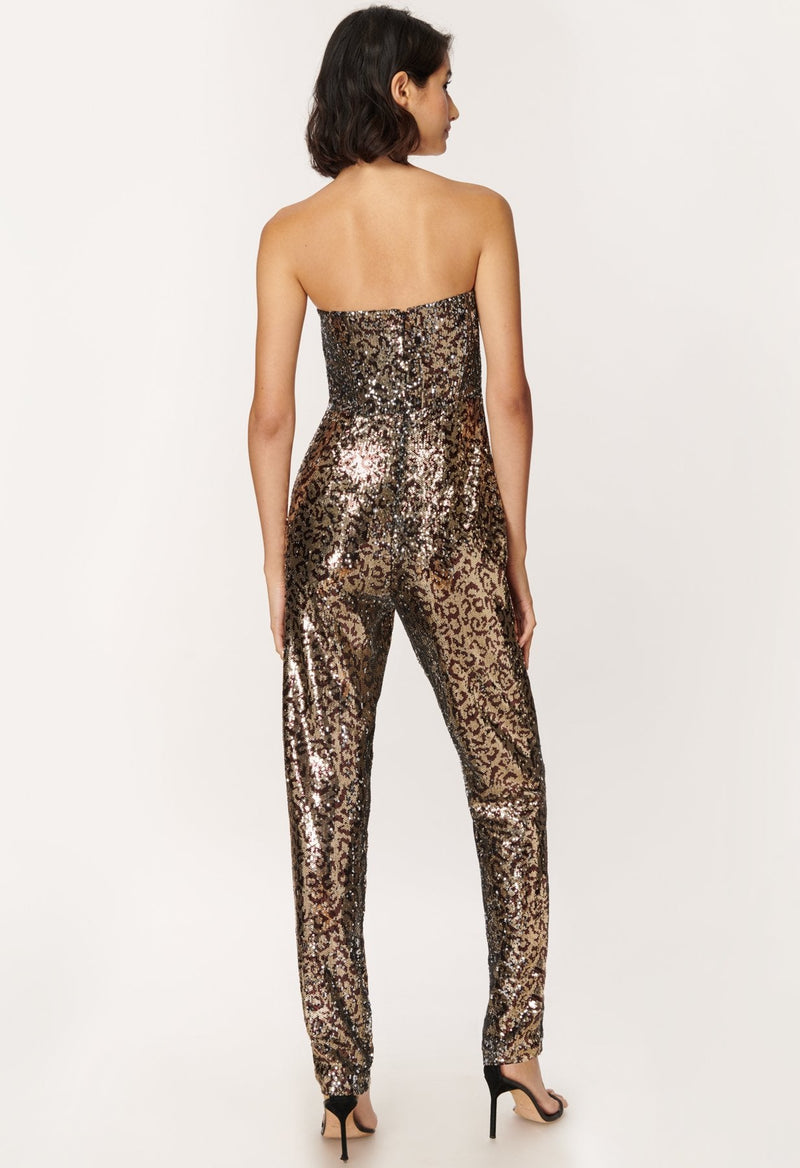 Leopard Sequins Jess Sweetheart Jumpsuit
