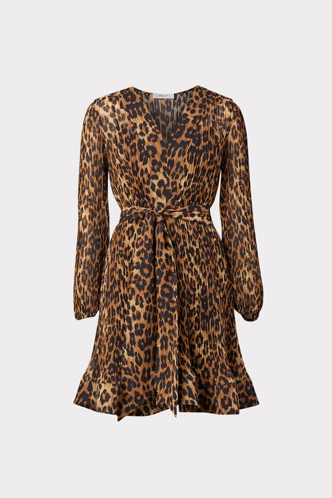 Liv Leopard Print Pleated Dress 0