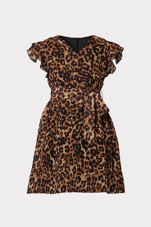 Milly Minis Liv Leopard Print Pleated Dress 0