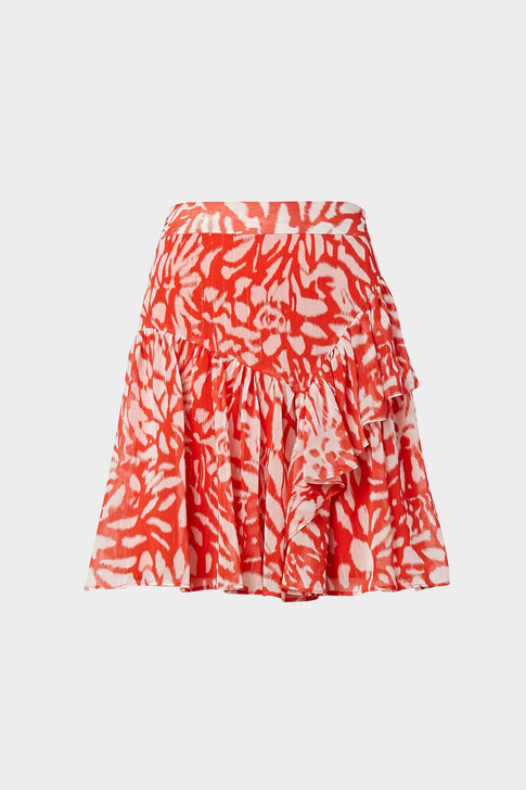 Heidi Ikat Lurex Chiffon Skirt Summer Coral Image 1 of 4