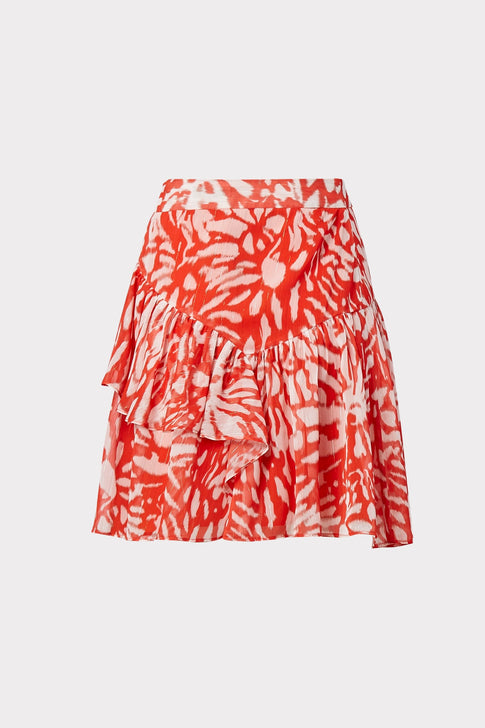 Heidi Ikat Lurex Chiffon Skirt Summer Coral Image 4 of 4