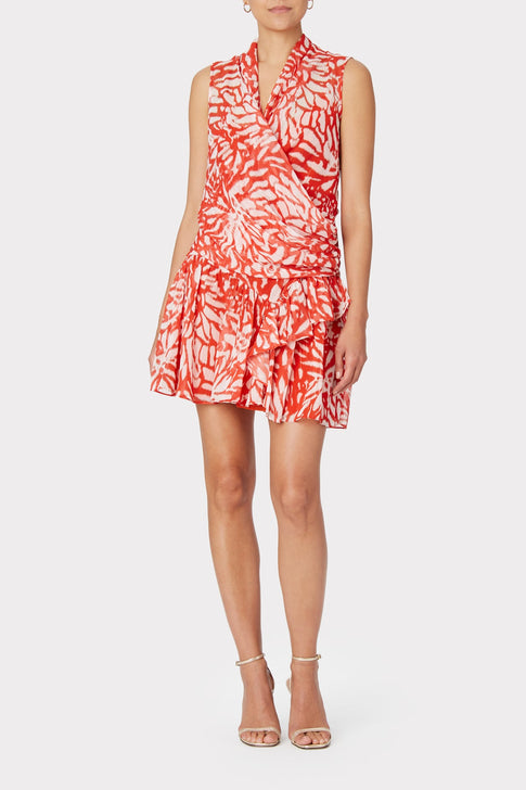 Heidi Ikat Lurex Chiffon Skirt Summer Coral Image 2 of 4