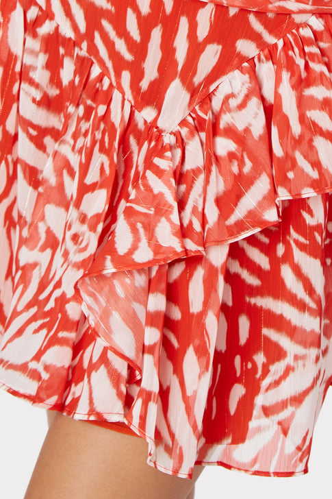 Heidi Ikat Lurex Chiffon Skirt Summer Coral Image 3 of 4