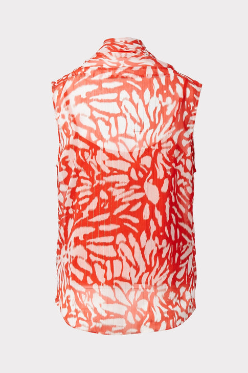 Dasia Ikat Lurex Chiffon Surplice Top Summer Coral Image 4 of 4