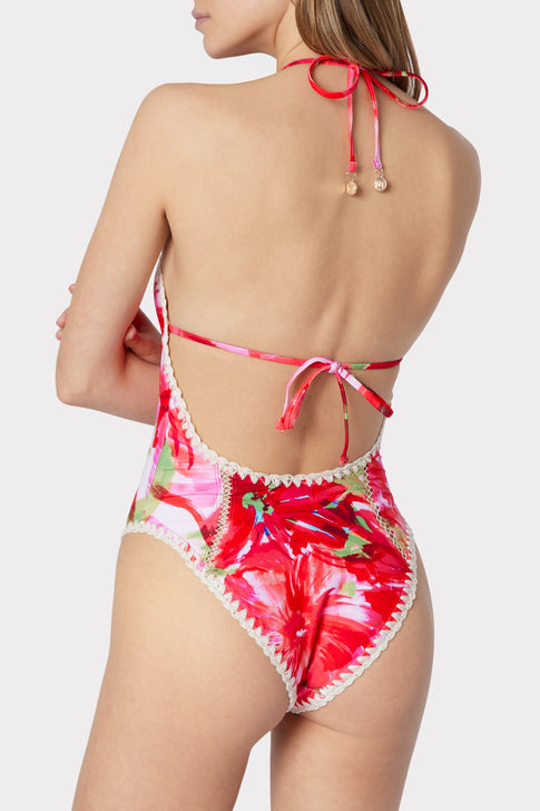 Brushstroke Floral Cutout One Piece 2