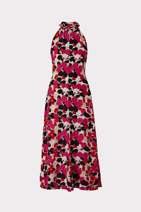 Adrian Viola Print Dress 0