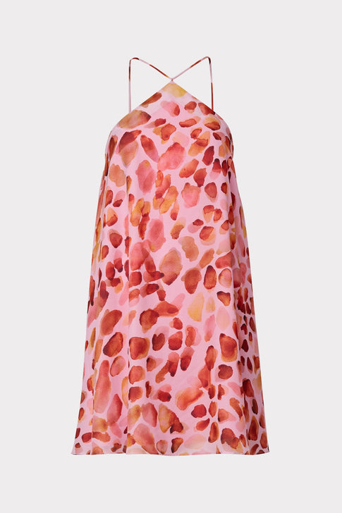 Billie Watercolor Leopard Halter Dress 0