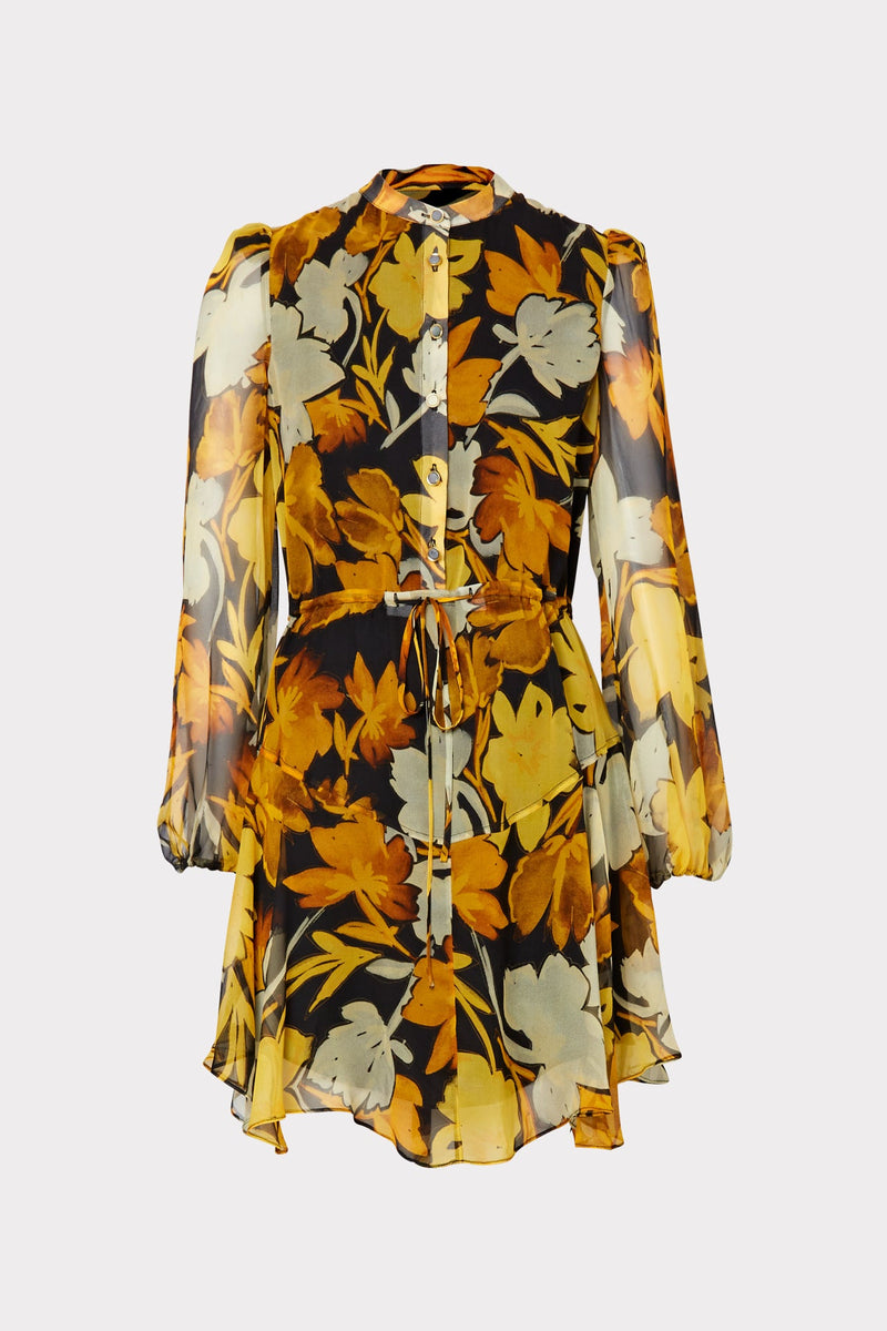 Reina Paper Peony On Silk Chiffon Dress
