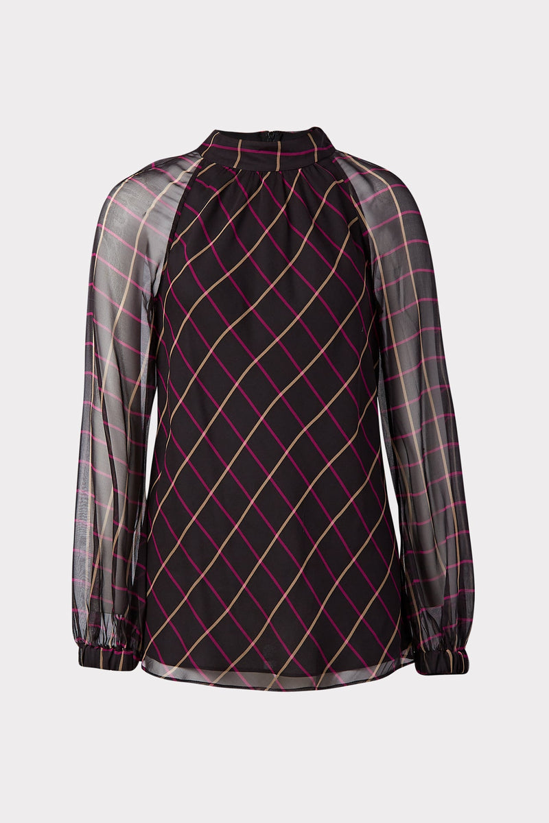 Sioane Windowpane Chiffon Top