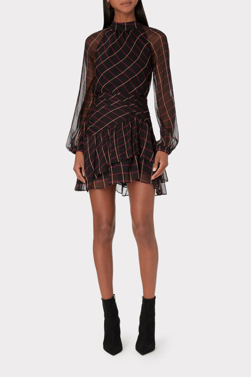 Sioane Windowpane Chiffon Top