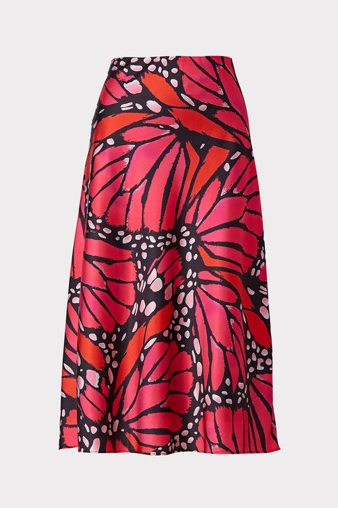 Fion Butterfly Stencil Bias Skirt Black/Pomegranate Image 1 of 4