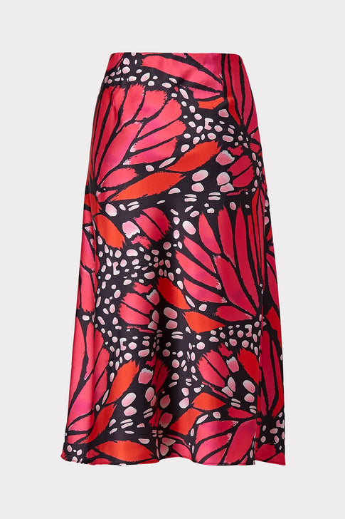 Fion Butterfly Stencil Bias Skirt Black/Pomegranate Image 4 of 4