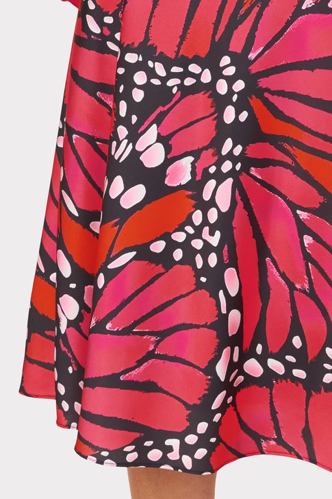 Fion Butterfly Stencil Bias Skirt Black/Pomegranate Image 3 of 4