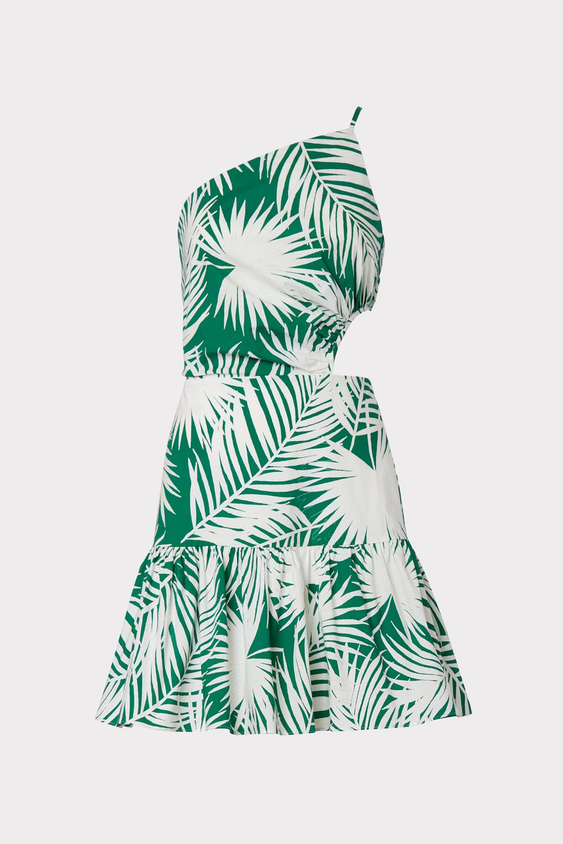 Brinlee Palm Print Cutout Dress